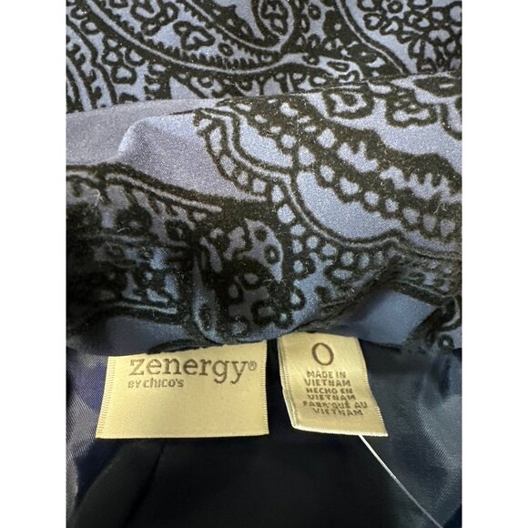 Chicos Zenergy Neema Flocked Paisley Print Button Snap Front Jacket Size 0 US S - Picture 5 of 10